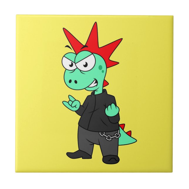 Tyrannosaurus Rex Vestido Como Um Punk. (Frente)