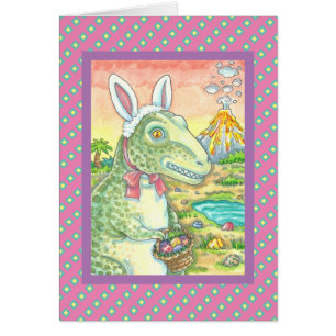 TYRANNOSAURUS T REX EASTER BUNNNNOTE CARTÃO VERSE