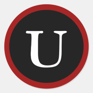 U : Inicial U Letra U Adesivos Vermelhos, Brancos 
