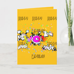 UAU! Feliz Aniversário Feliz Cartão Amarelo