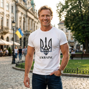 UCRÂNIA. Brasão de Armas. Camiseta Tri-Blend