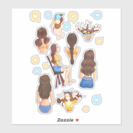 Ucrânia, garotas bonitinhas, adesivos azuis e amar