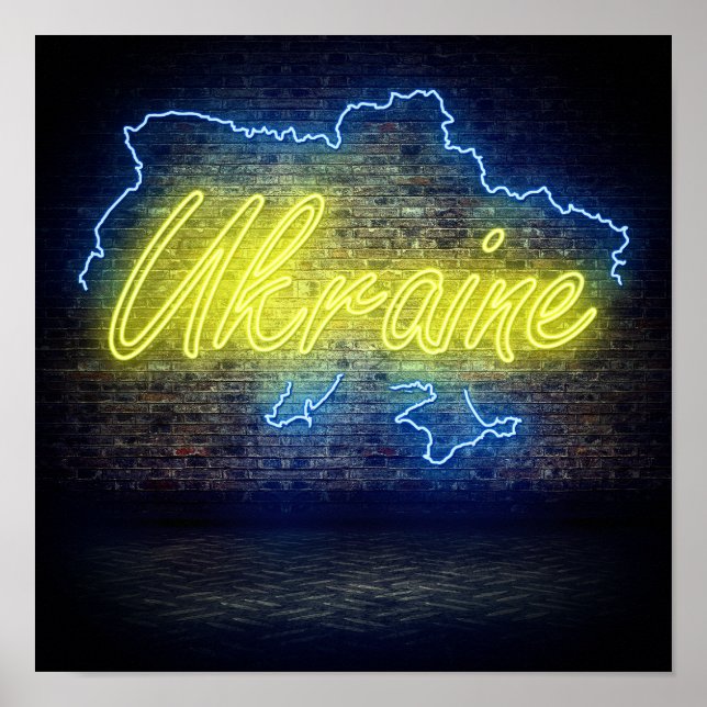 Ucrânia Neon Sinal Poster (Frente)