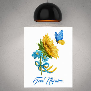 Ucrânia, Sunflower & Butterfly Poster
