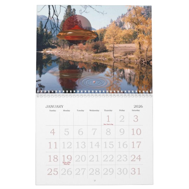 UFO - calendário estrangeiro de Valxart dos mundos (Jan 2026)