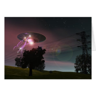 UFO sobre o cartão das linhas de alta tensão 2