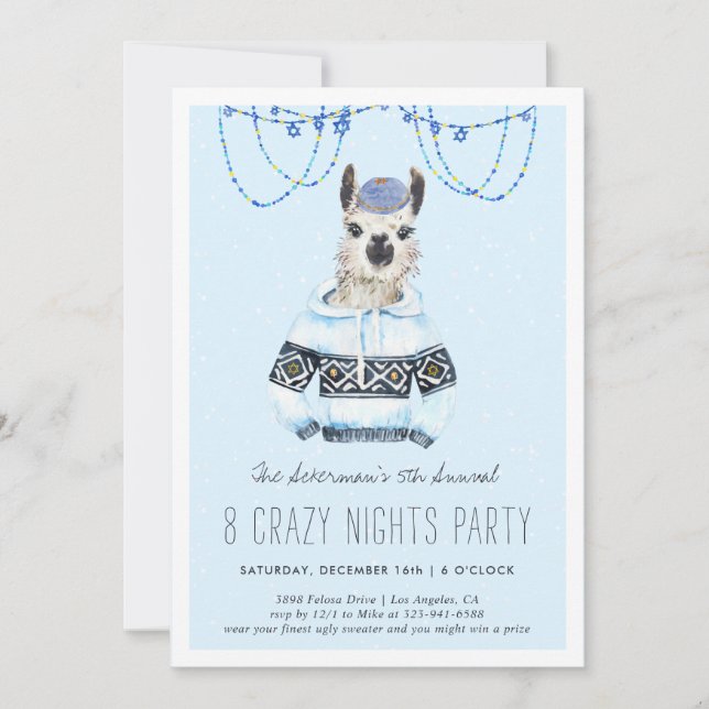Ugly Hanukkah Sweater Party | Encantado Llama (Frente)