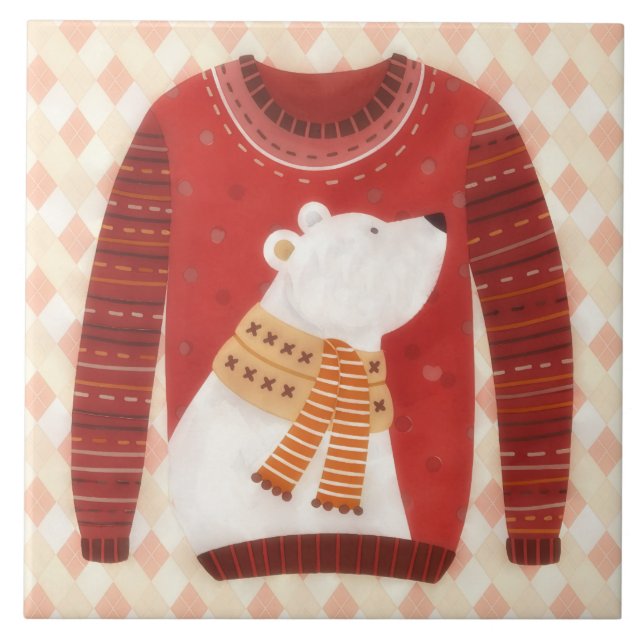 Ugly Sweater Fun Graphic Art Holiday Tile (Frente)