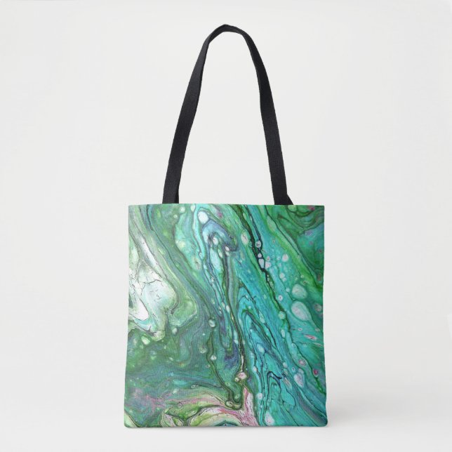 Uh Oh 3 Cool Flowing Verde Tote Abstrato (Frente)