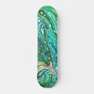 Uh Oh 3 Deck de Skate Cool Único Verde Abstrato