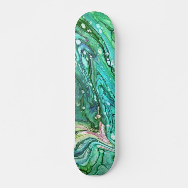 Uh Oh 3 Deck de Skate Cool Único Verde Abstrato (Frente)