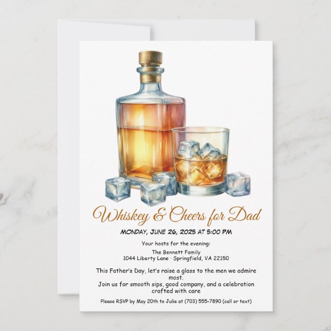 Uísque & Parabéns ao Papai – Convite do Dia dos Pa (Frente)