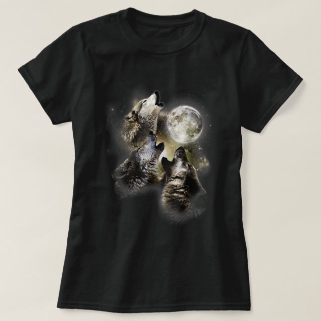 Uivando Na Camiseta Do Lobo Da Lua (Frente do Design)
