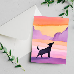 Uivo de Cachorro Cartão de Silhueta em Aquarela