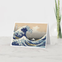 Ukiyo-e - Cartão do tsunami de Hokusai