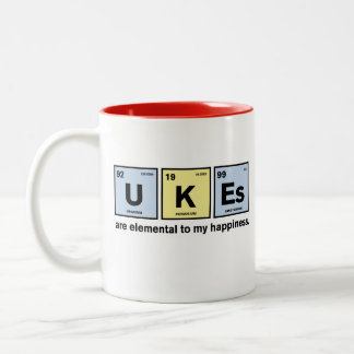 Ukulele e caneca engraçados da ciência