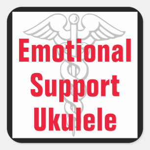 Ukulele emocional do apoio - etiqueta engraçada