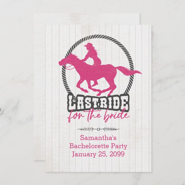 Última Carona Rosa Quente Para O Convite Da Noiva (Frente/Verso)