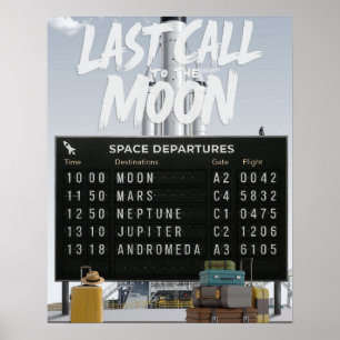 Última Chamada para a Lua - Poster de viagens de E