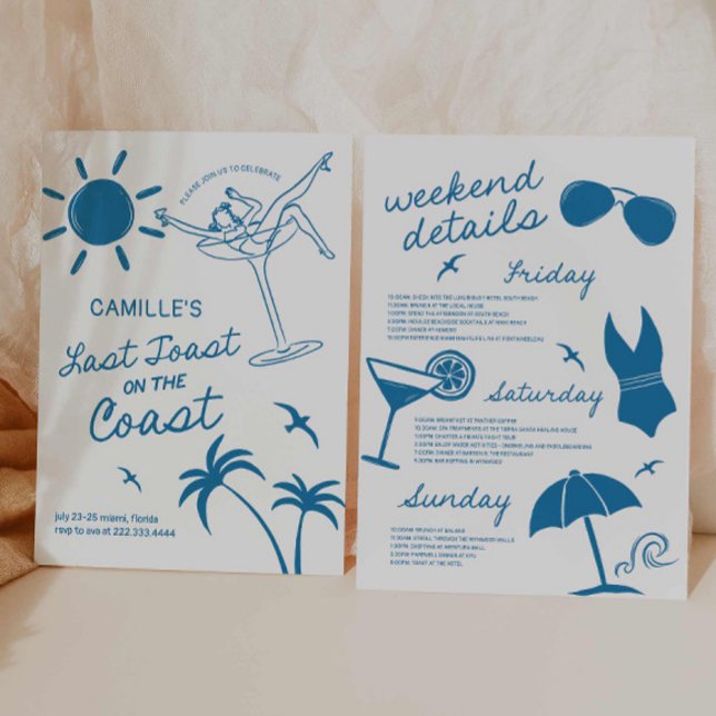 Último Convite Bachelorette Bash Desenhado Em Brin (Seaside bachelorette bash invitation)