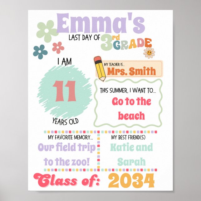 Último dia de Poster escolar (Frente)