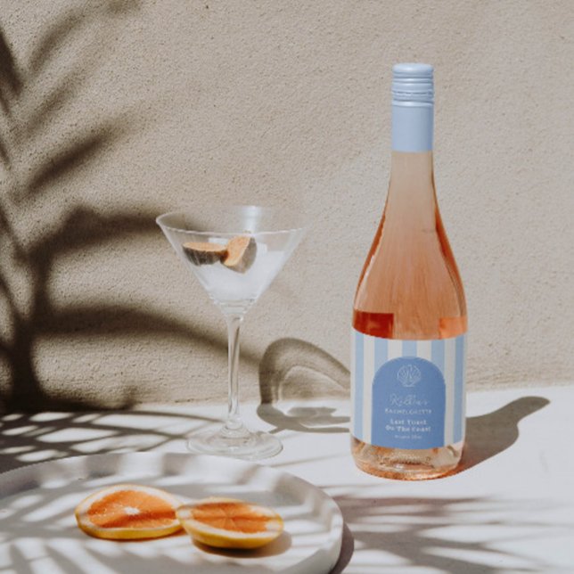 Último Favor de Festa de solteira de Brinde Elegan (Modern Arch Last Toast On the coast wine bottle label with vintage styling)