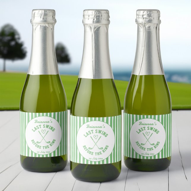 Último favorito do clube de golfe Bachelorette (Last swing golf country club Bachelorette favors personalized printed mini  Sparkling Wine Label)