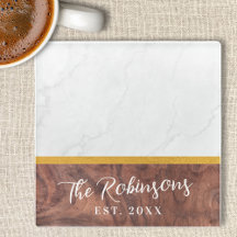 Último Nome em Madeira de Mármore Quadrado Persona