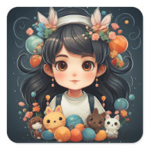 Um adesivo de menina bonito