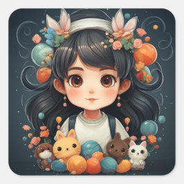 Um adesivo de menina bonito