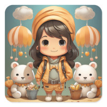 Um adesivo de menina bonito