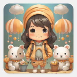 Um adesivo de menina bonito