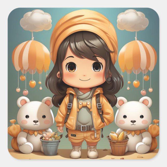 Um adesivo de menina bonito (Frente)