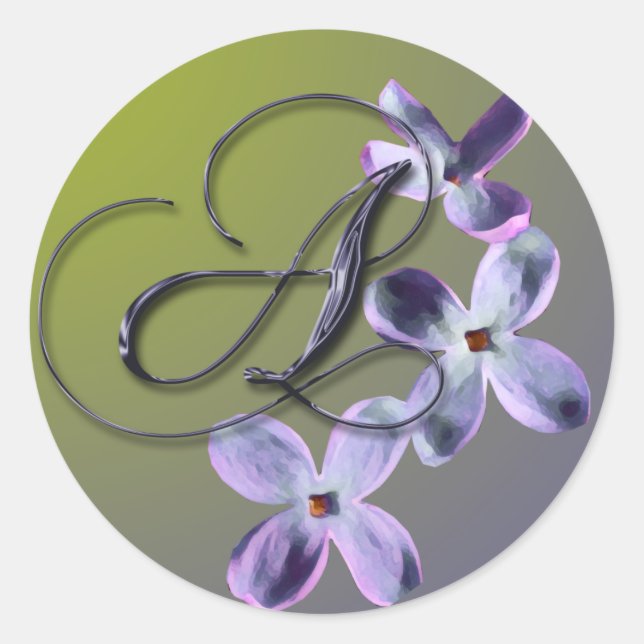 Um adesivo de selagem de envelope lilac monograma (Frente)