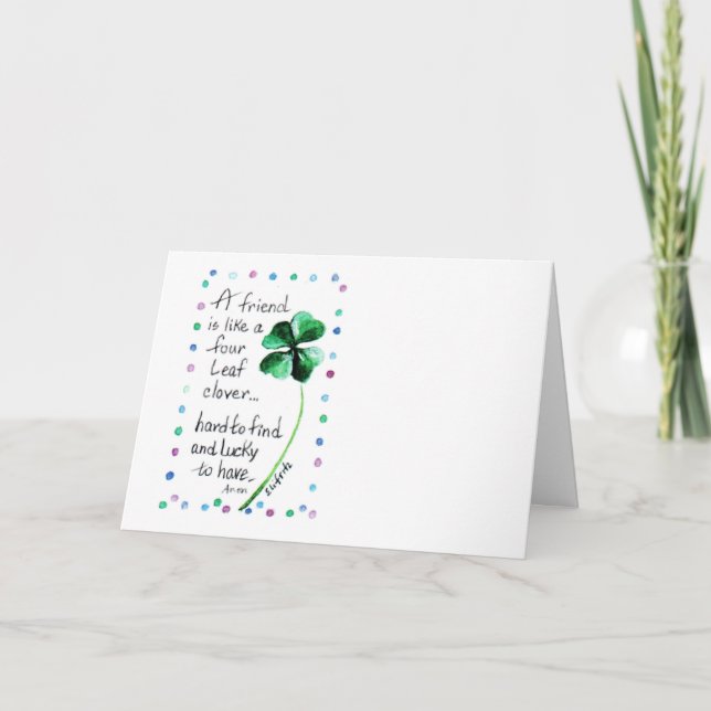 Um amigo é como um cartão de quatro folhas (Frente)