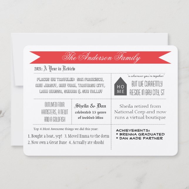 Um Ano Em Revisão Do Cartões de foto de Natal De F (Frente)