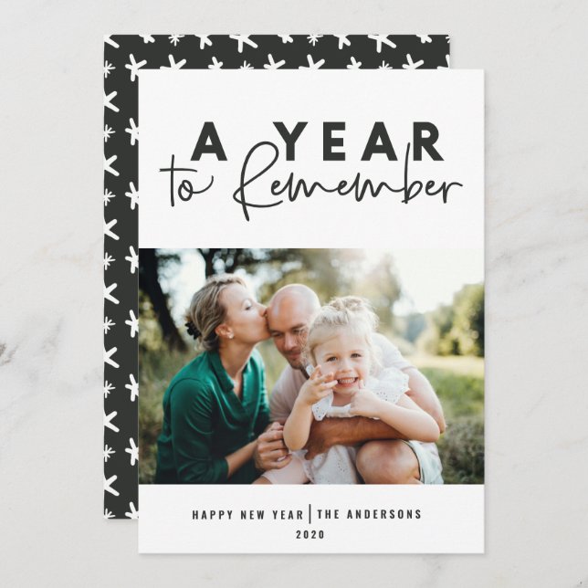 Um ano para lembrar da foto moderna do ano novo (Frente/Verso)