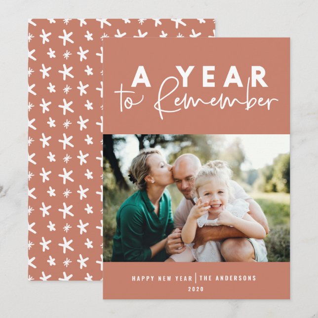 Um ano para lembrar da foto moderna do ano novo (Frente/Verso)