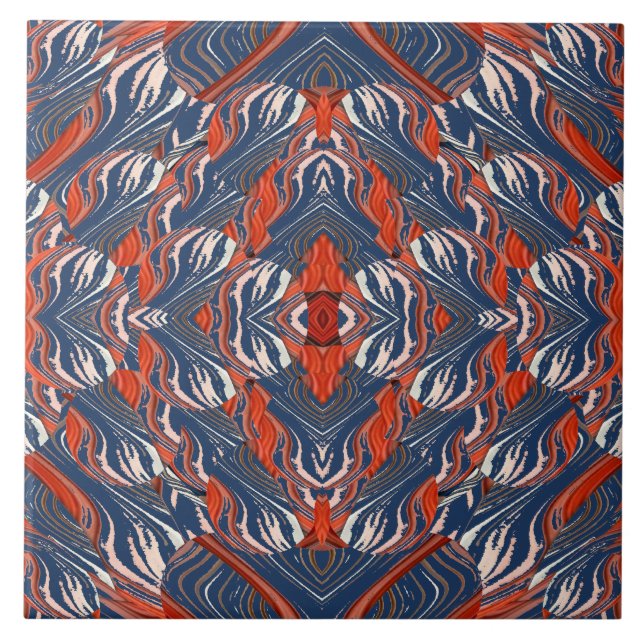 Um azulejo clássico de padrão multicolorido de cer (Frente)