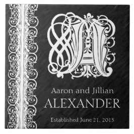 Um Azulejo de Casamento "White Lace on Black" Mono