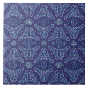 Um azulejo de cerâmica clássico de cor azul vintag