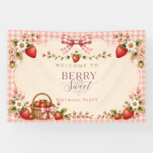 Um Banner de Aniversário Doce de Frutas Vermelhas