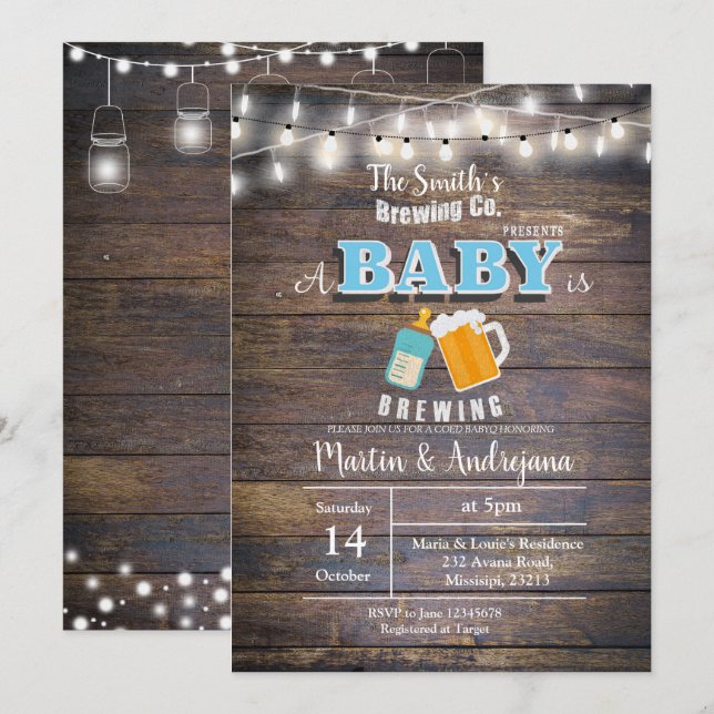 Um bebê está a fazer convite para o Boy BaByQ (Frente/Verso)