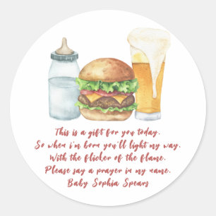 Um bebê está a preparar cerveja - etiqueta da vela