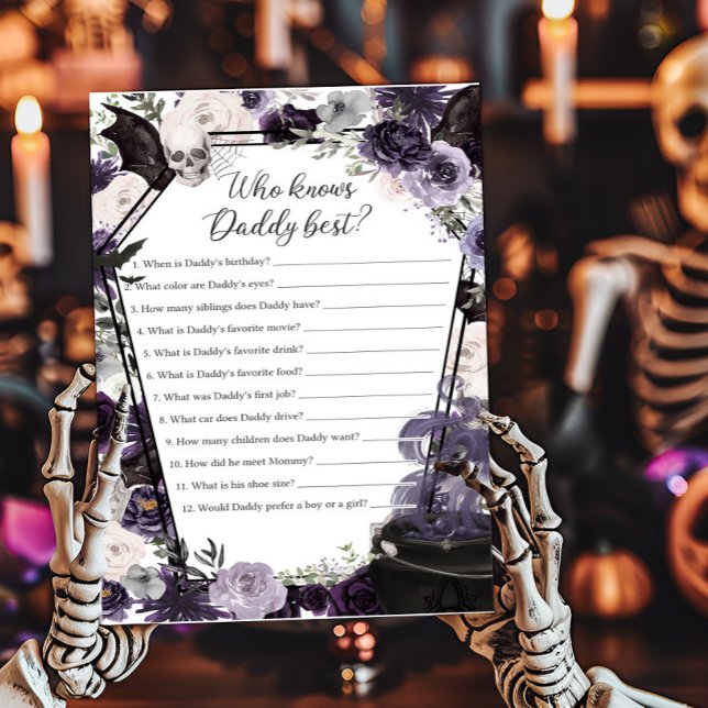 Um Bebê está criando gótica que sabe o melhor jogo (Floral Gothic Coffin A Baby is Brewing Baby Shower Who knows Daddy Best Game)