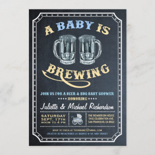 "Um bebê está fabricando cerveja" convites do ch