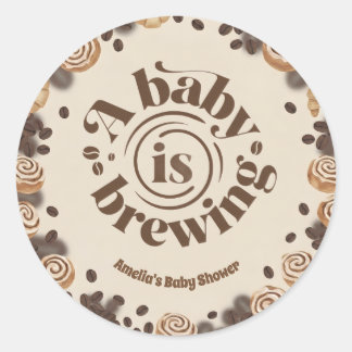 Um Bebê Está Preparando Adesivo Redondo Tema Café