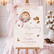 Um bebê está preparando café rosa arco PLACA DE BE