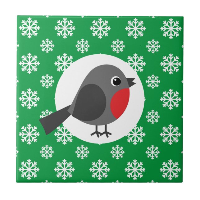 Um belo desenho animado Robin com flocos de neve (Frente)