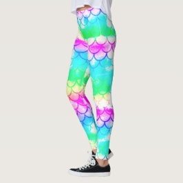 Um belo espectro de cores da sereia leggings